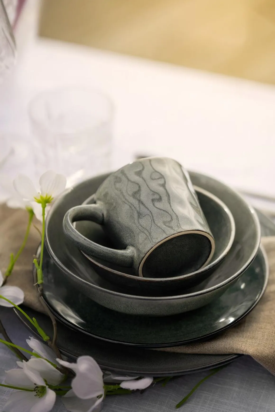 Asjett Iben 21 cm grønn-blå