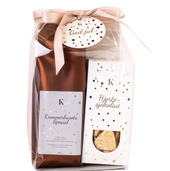 Gavepakke Spesial kaffe & hjertesjokolade gull