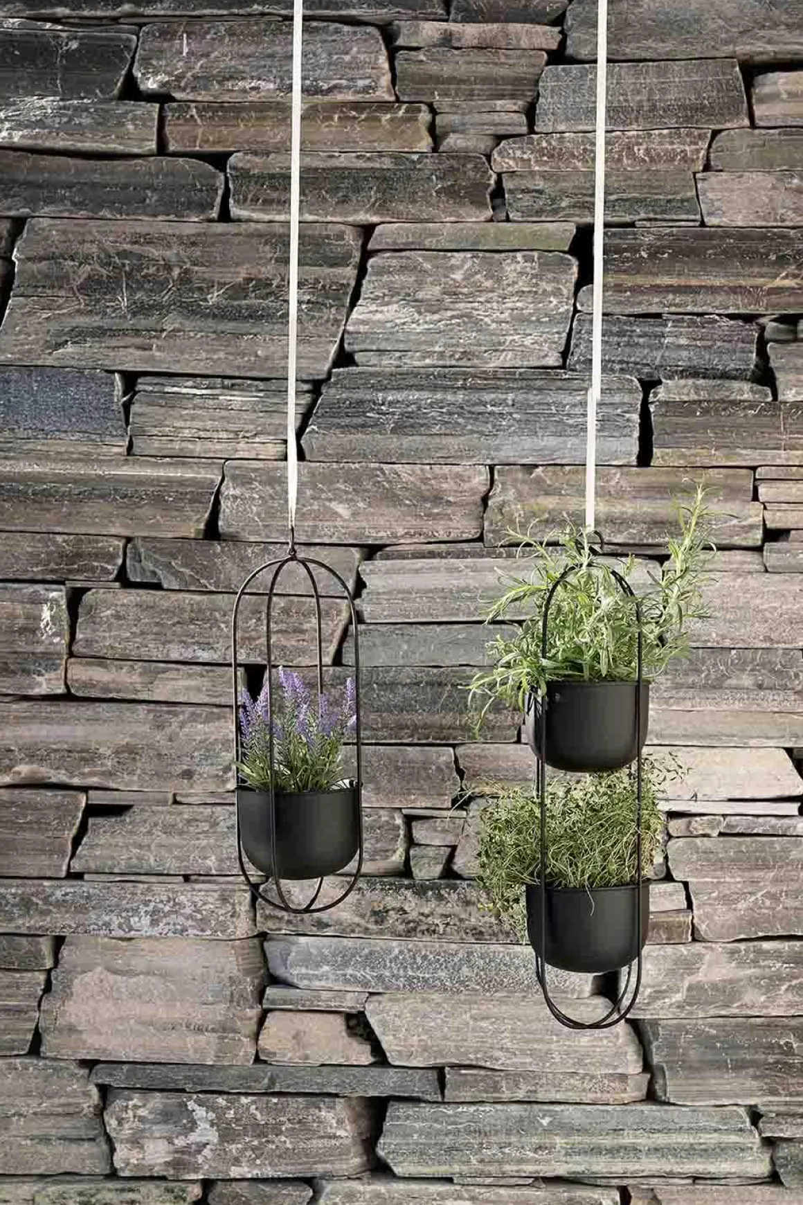 Hengepotte dobbel 58 cm sort