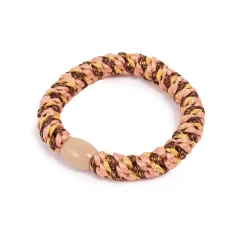 Hårstrikk, tuttifrutti, rosa, brun, gull