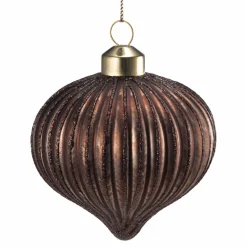 Julekule dråpe rille brun