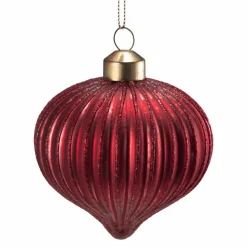 Julekule dråpe rille rød