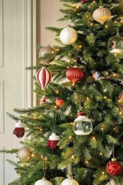 Julekule dråpe rille rød