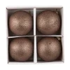 Julekule glitter 4 pack brun