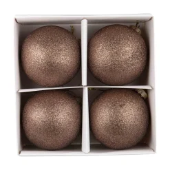 Julekule glitter 4 pack brun