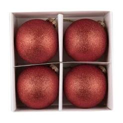 Julekule glitter 4 pack rød