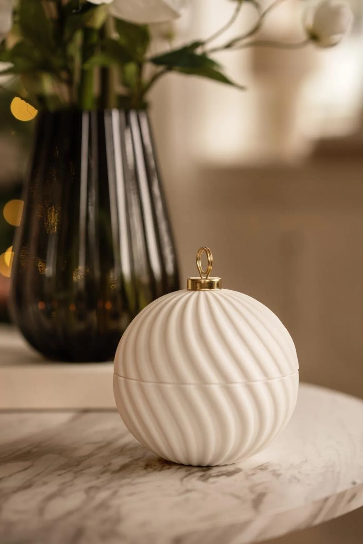 Julekule krukke hvit