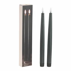 Kronelys LED 2 pk 26,5 cm mørk grønn