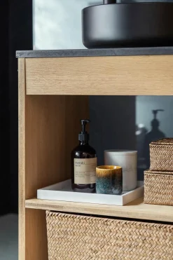 Krukke med lokk marmor beige