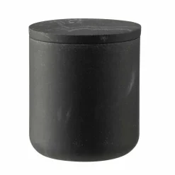 Krukke med lokk marmor sort