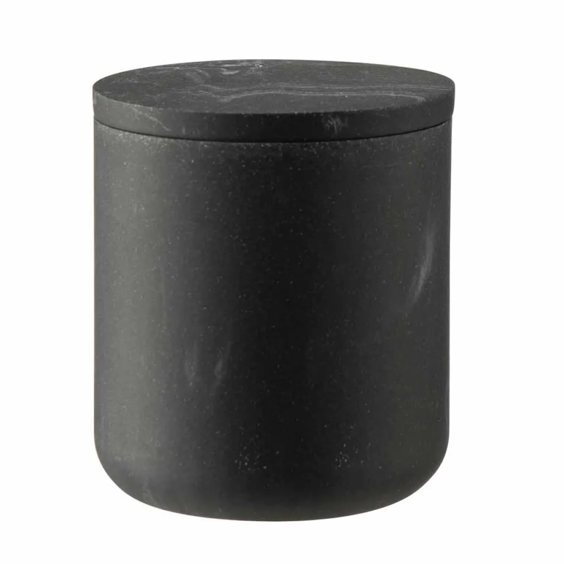Krukke med lokk marmor sort