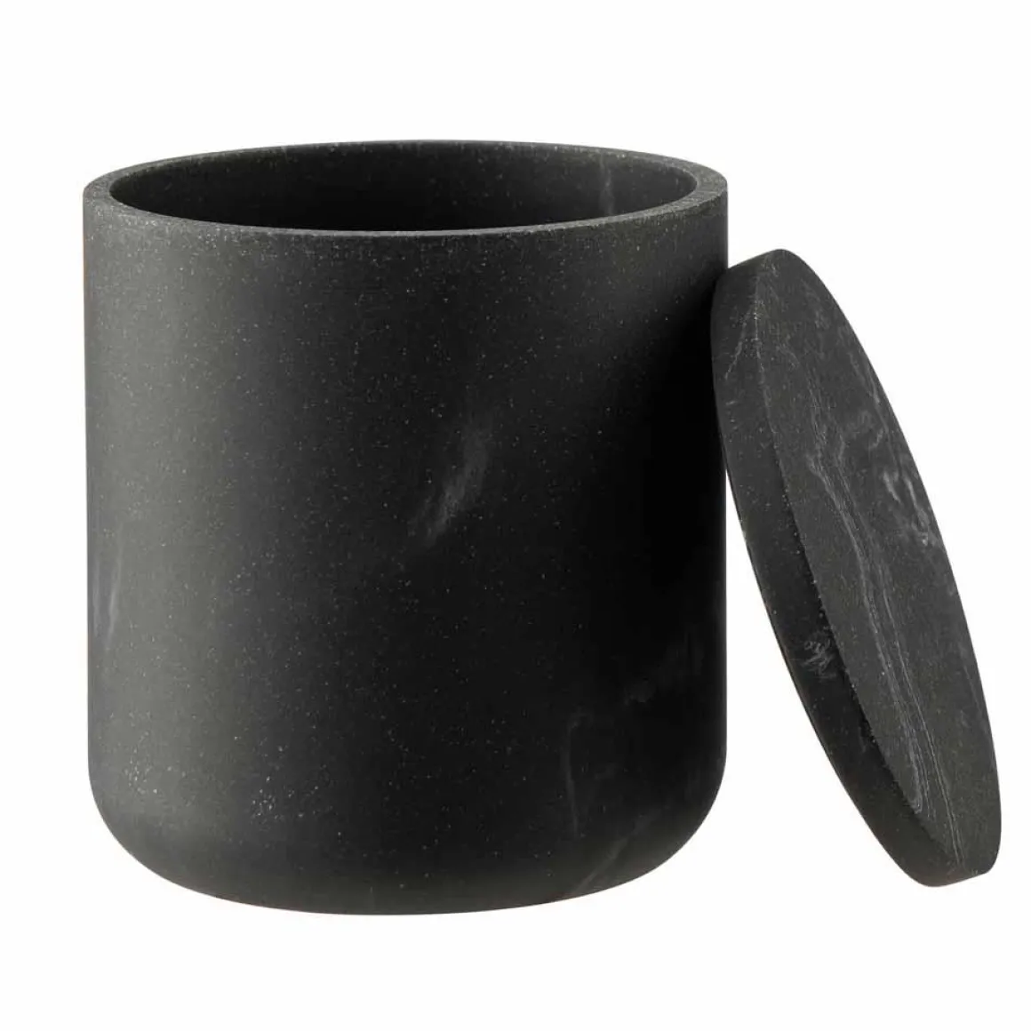 Krukke med lokk marmor sort