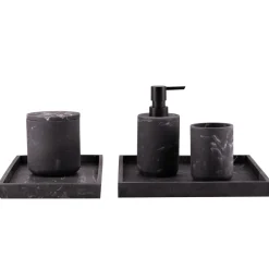 Krukke med lokk marmor sort