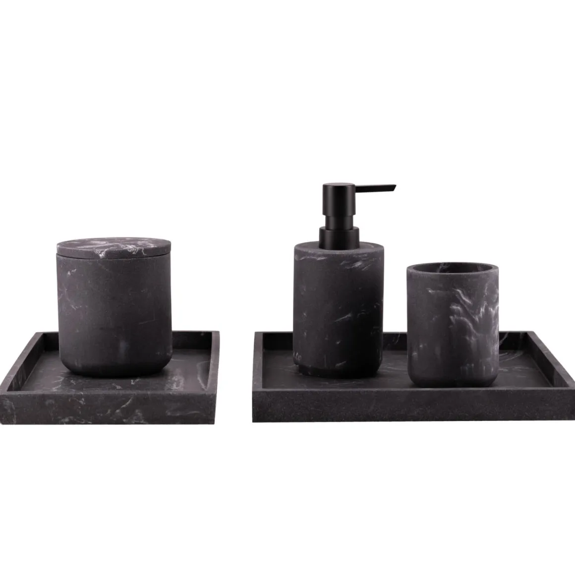 Krukke med lokk marmor sort