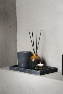 Krukke med lokk marmor sort