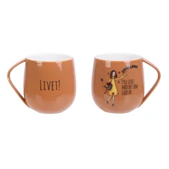 Lykketegning - Livet Krus 40 cl brun