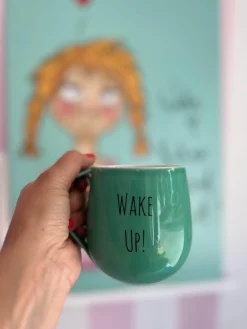 Lykketegning - Wake up Krus 40 cl grønn