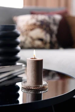 Lysholder rille 9cm brun