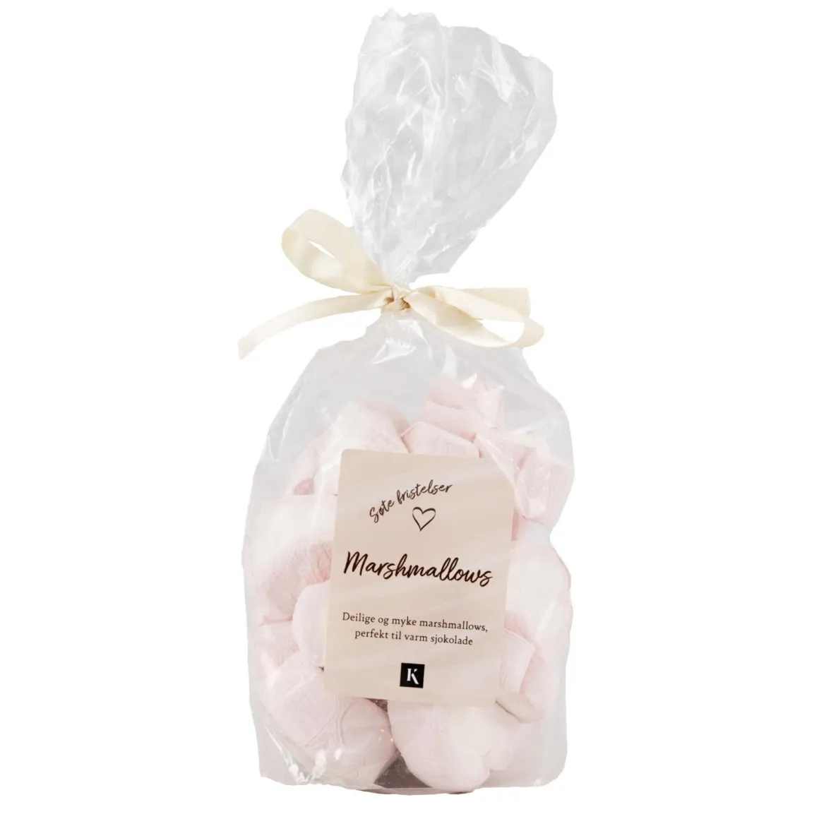 Marshmallowhjerter i pose