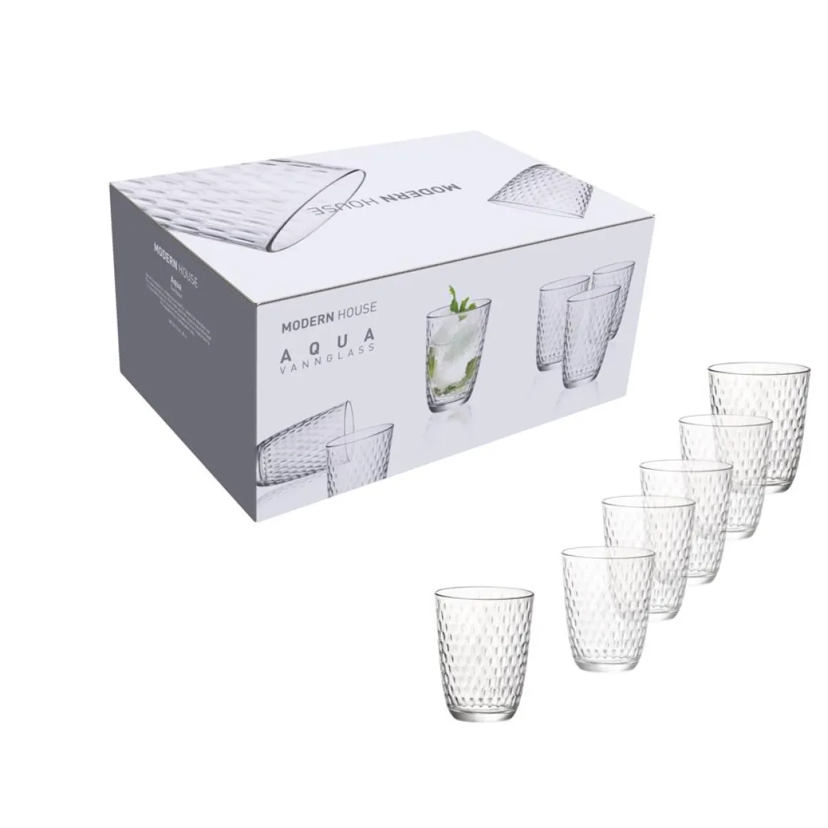 Modern House - Aqua Vannglass, 6 pk 39 cl