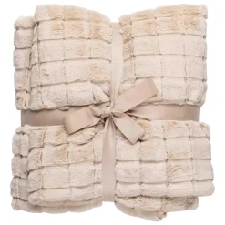 Pledd Faux fur ruter 130x170cm