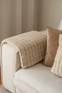 Pledd Faux fur ruter 130x170cm