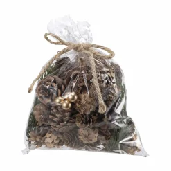 Pose med kongler og gulldekor