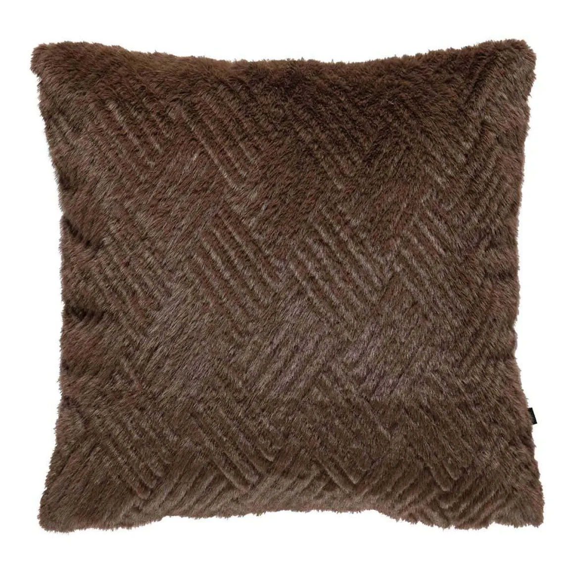 Putetrekk Faux fur grafisk 48x48cm brun