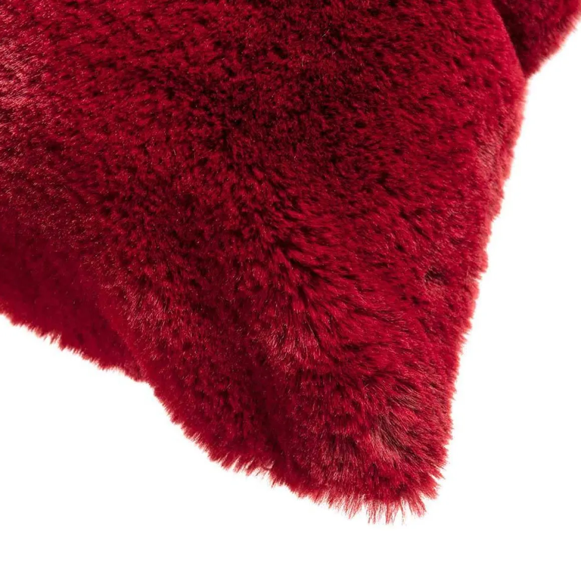 Putetrekk Faux fur 48x48cm rød