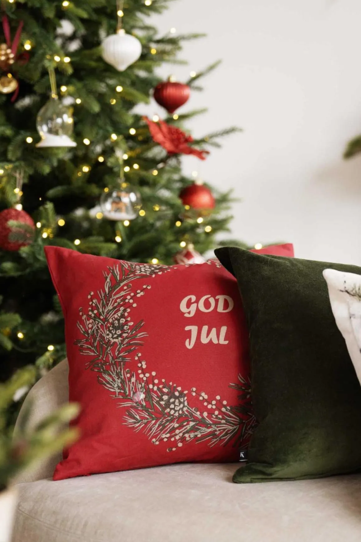 Putetrekk God Jul krans 48x48 cm