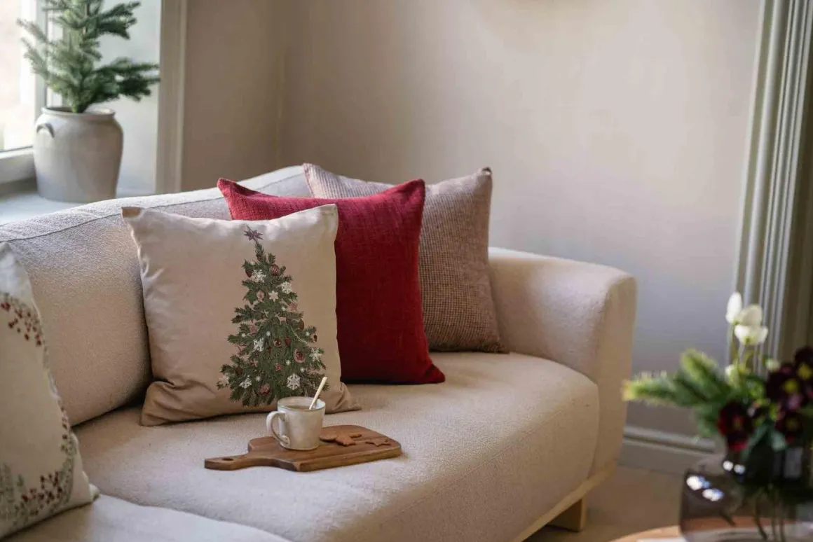 Putetrekk Nostalgisk tre 48x48 cm