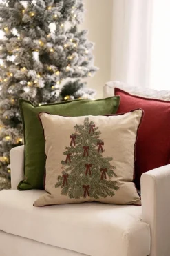 Putetrekk Nostalgisk tre med sløyfer 48x48cm