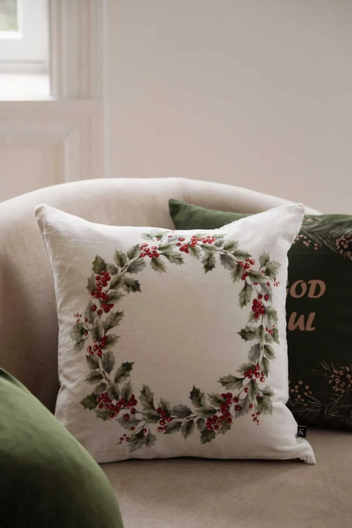 Putetrekk velur Julekrans 48x48cm