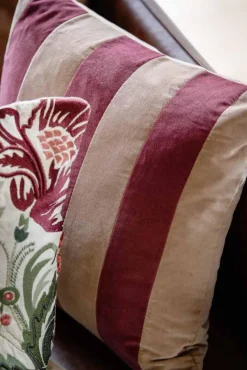 Putetrekk velur striper 48x48 cm, burgunder