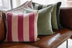 Putetrekk velur striper 48x48 cm, burgunder