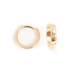 Øreringer, 13 mm, diamantmønster, Gull