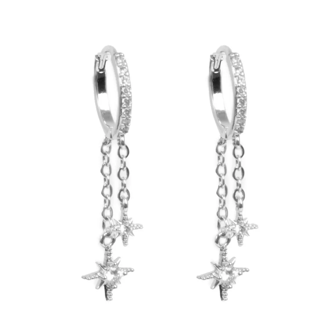 Øreringer, hengende stjerne, Sølv