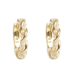 Øreringer med perler, Gull