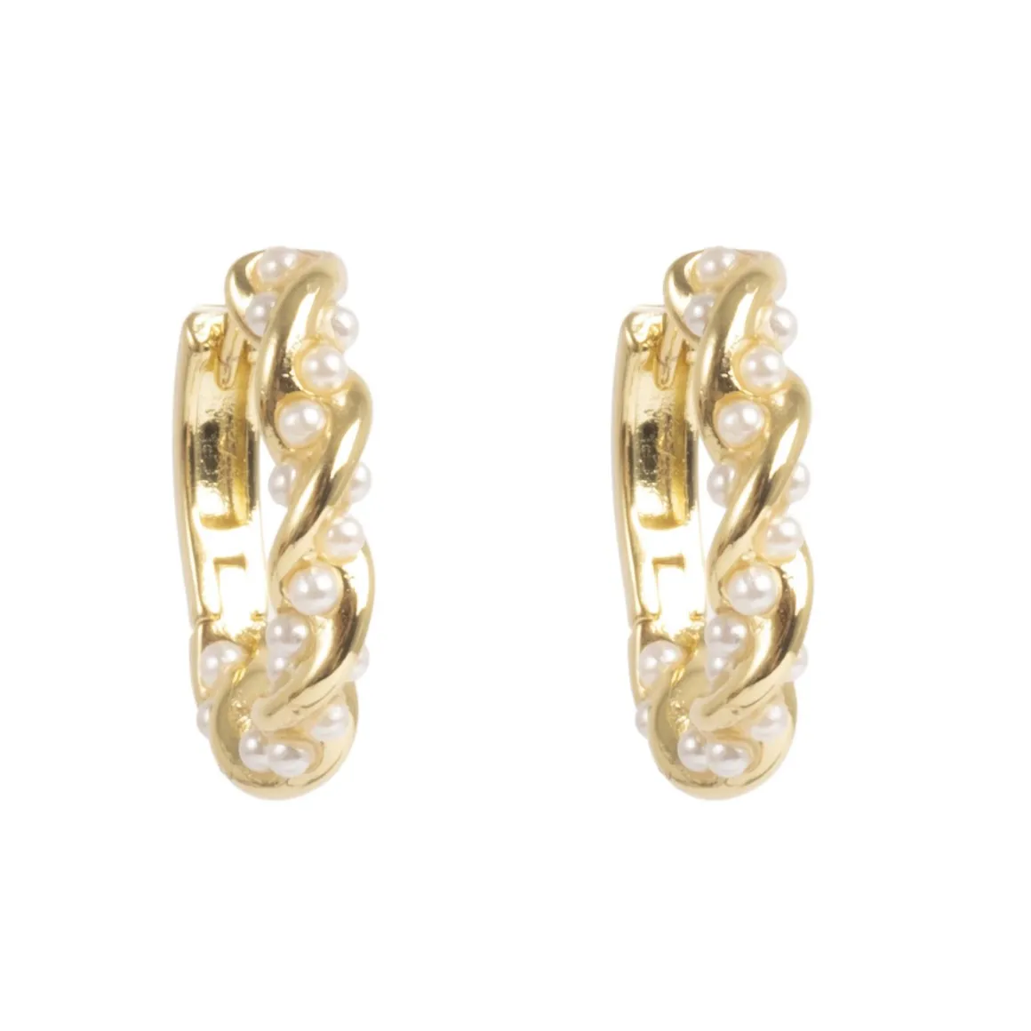 Øreringer med perler, Gull