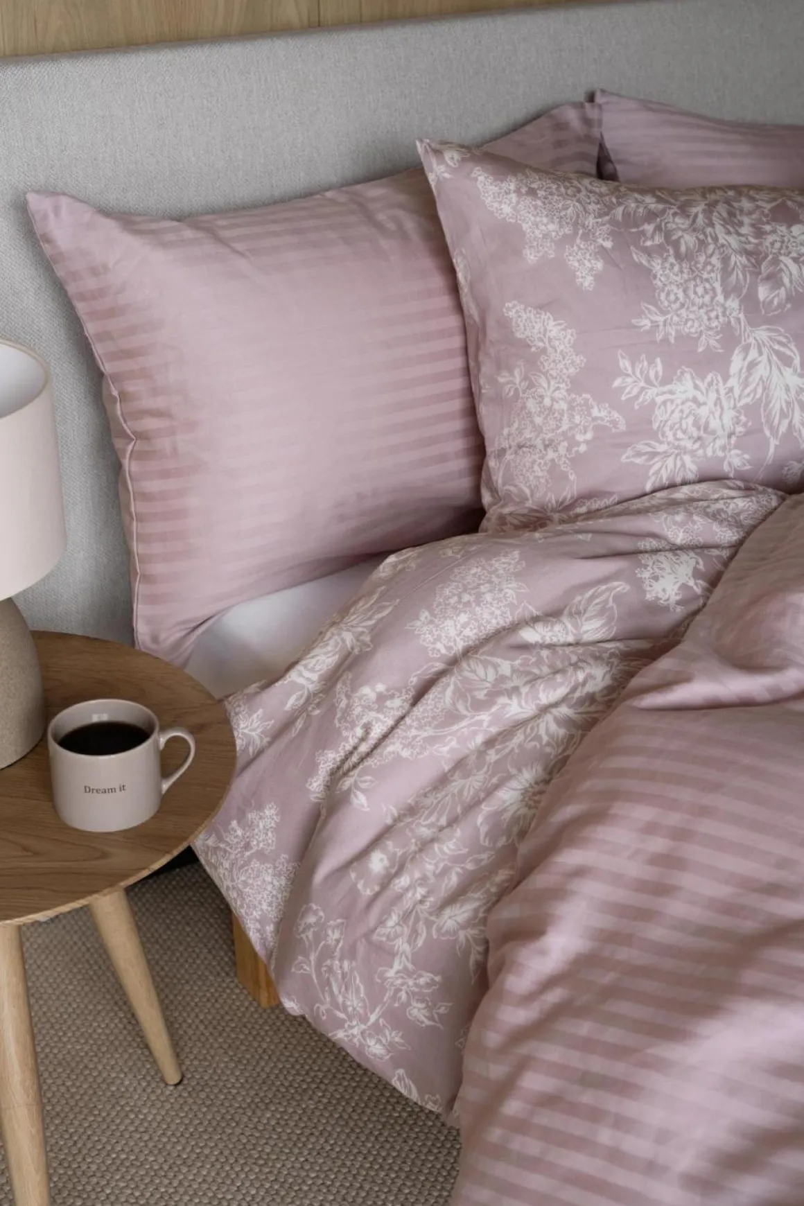 Sengesett Amalia Sateng 140x200 cm, rosa