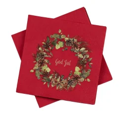 Serviett God jul Krans Rød