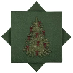 Serviett Juletre sløyfer grønn