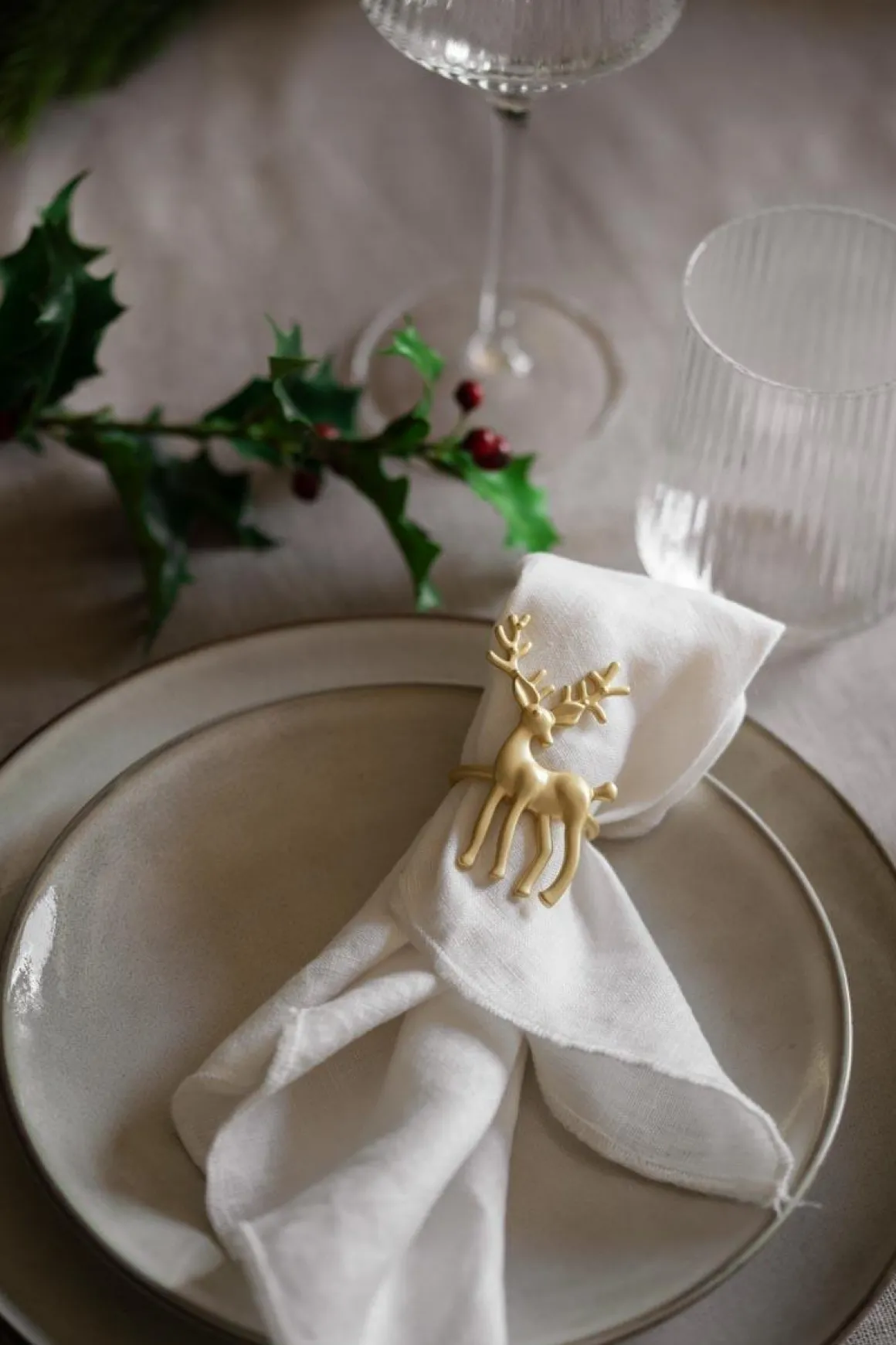 Serviettringer 4 pk hjort gull