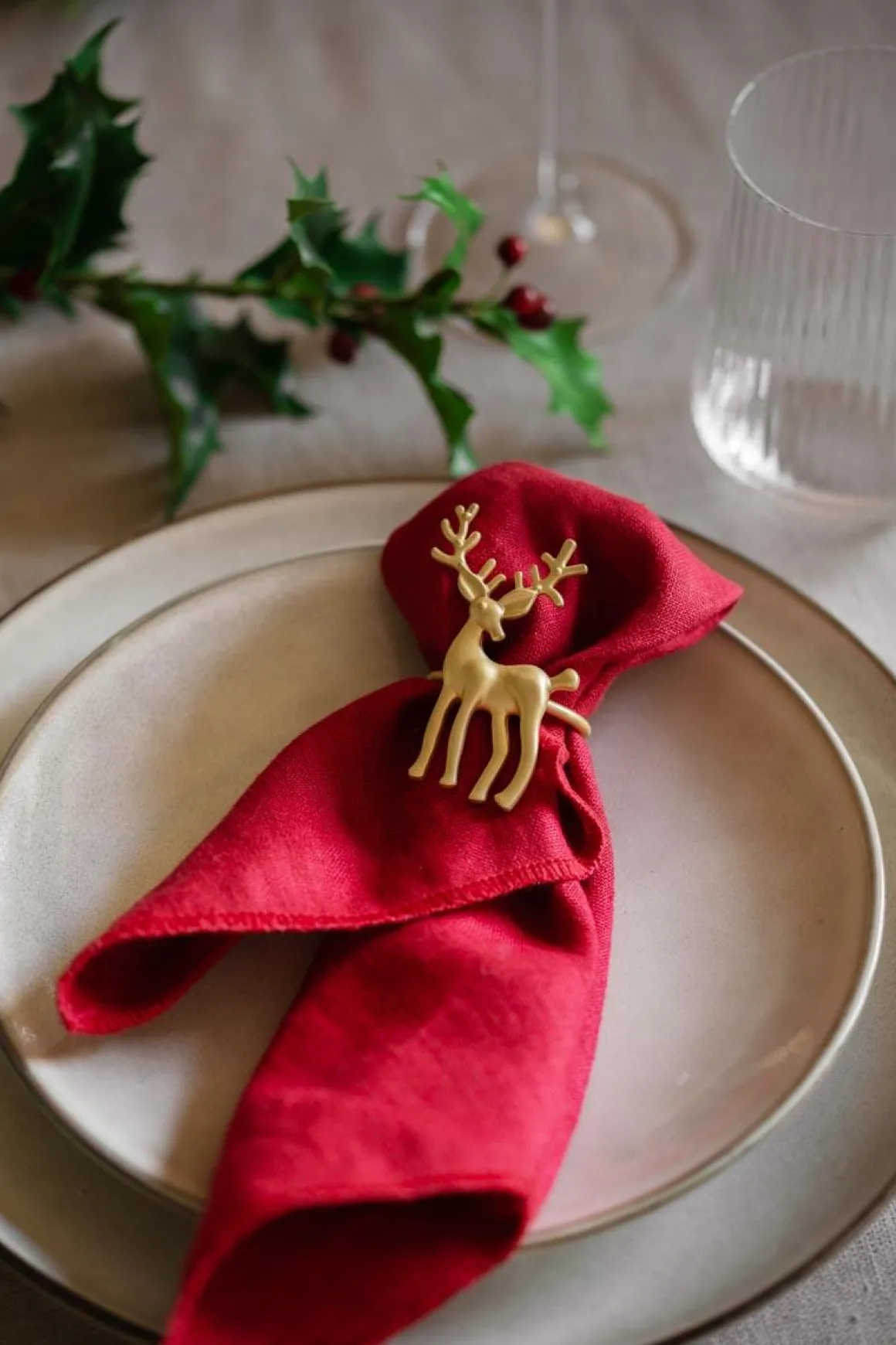 Serviettringer 4 pk hjort gull