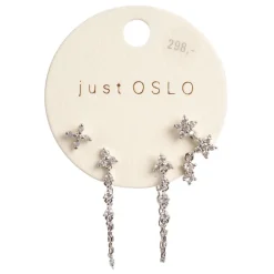 Sett med 4 øredobber, lace, Sølv