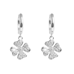 Små øreringer, firkløver, Sølv