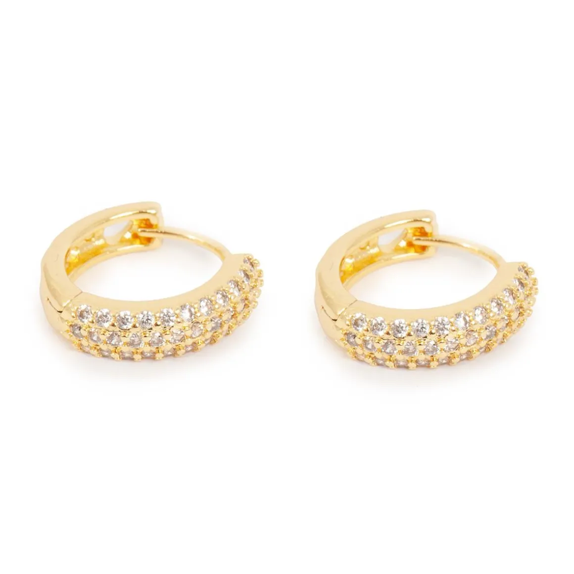 Små øreringer med blanke stener, Gull