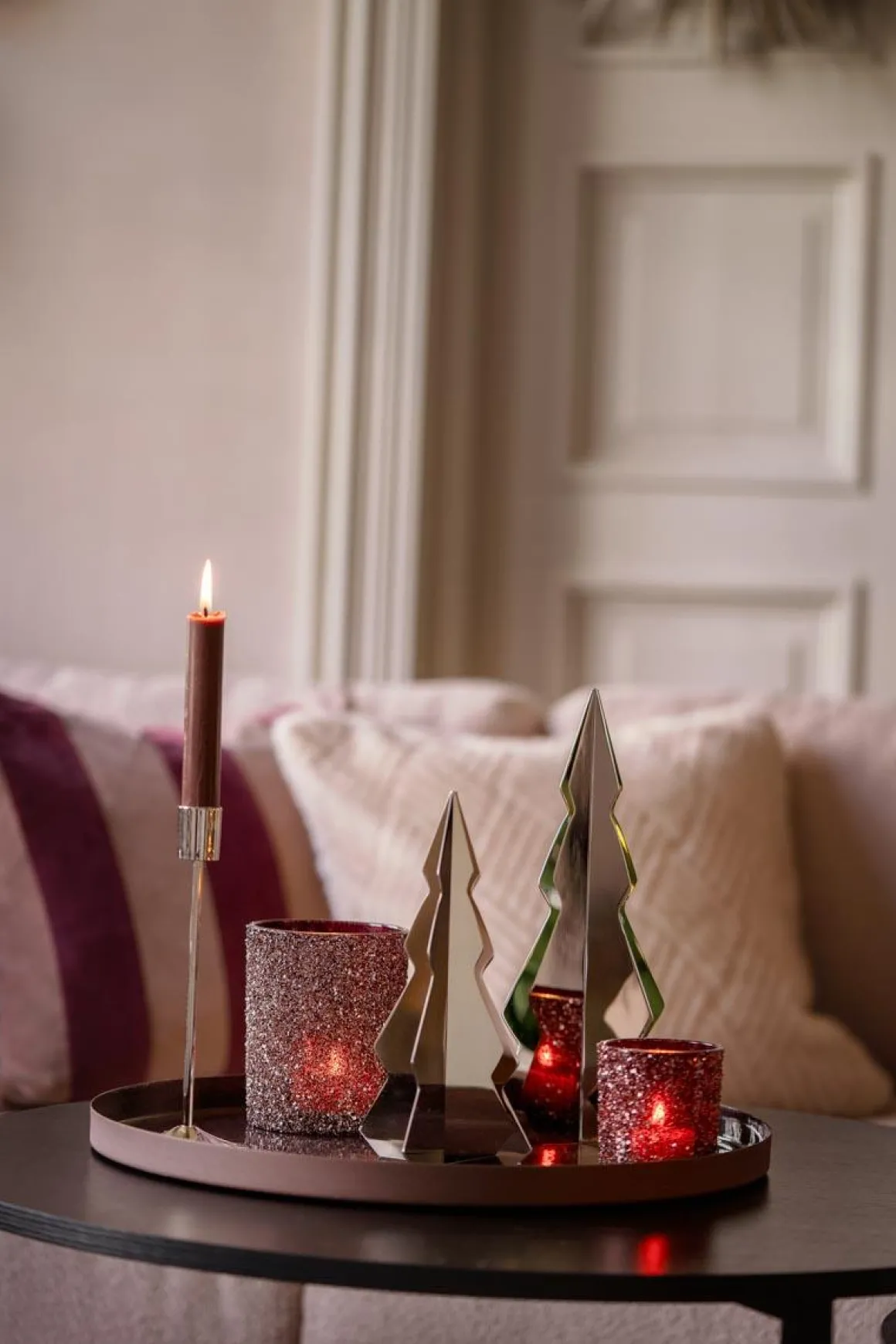 Telysholder Glitter burgunder 12,5 cm