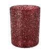 Telysholder Glitter 12,5cm rød