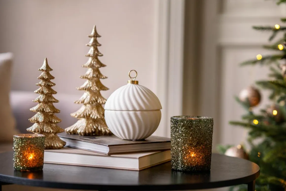 Telysholder Glitter Grønn 12,5cm